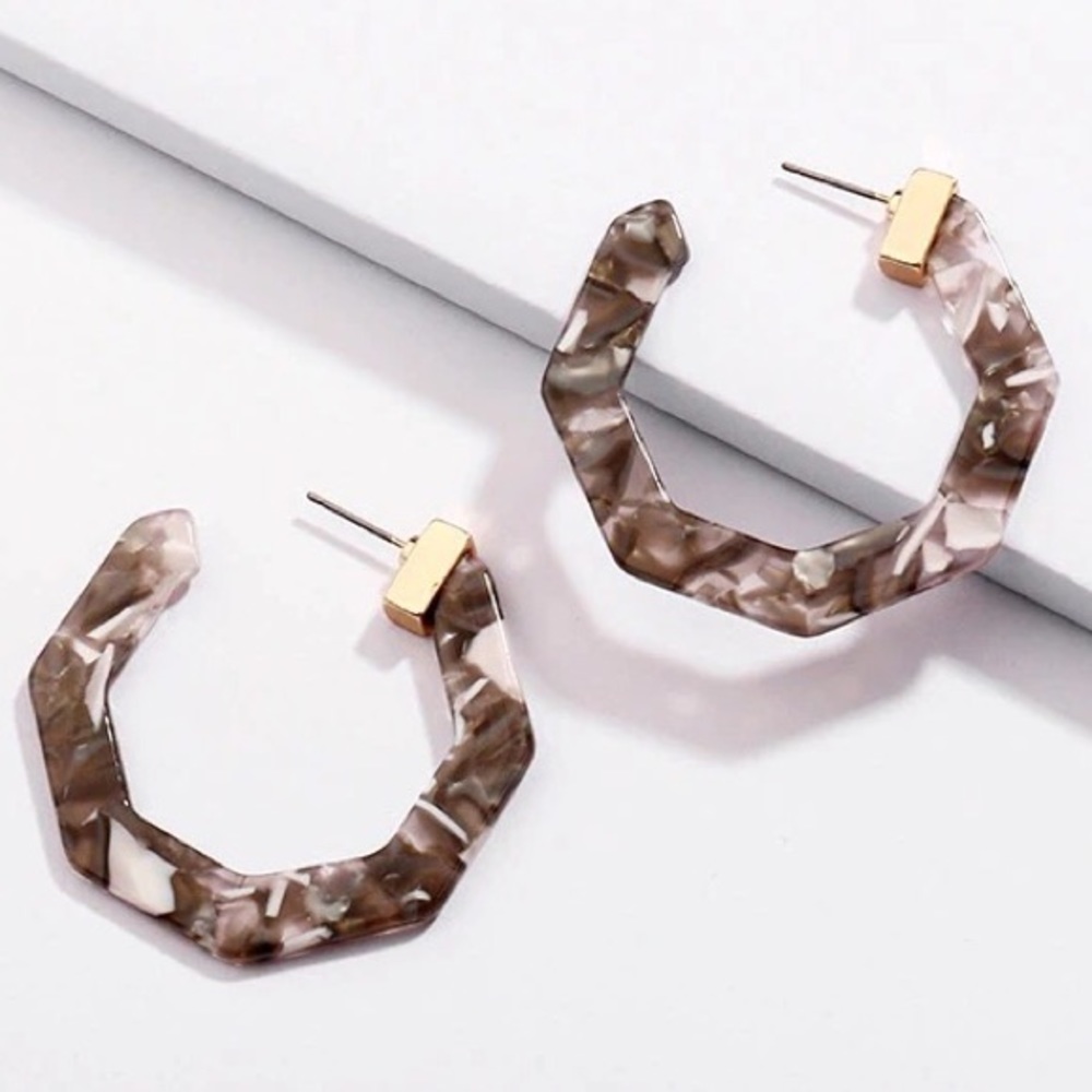 Baublebar Style Octagon Dex Resin Hoop Earrings